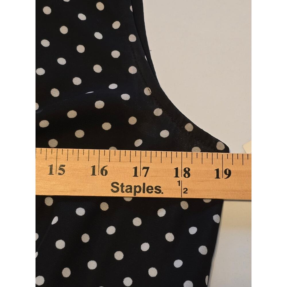 Adrianna Papell Dress Womens 14 Black White Polka Dot Ruffle Front Pin-Up NWT - Picture 11 of 12
